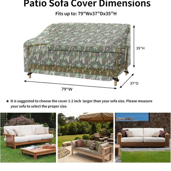 NWT Easy-Going Waterproof Patio Sofa Furniture Cover 79", Camouflage Outdoor - Picture 4 of 7